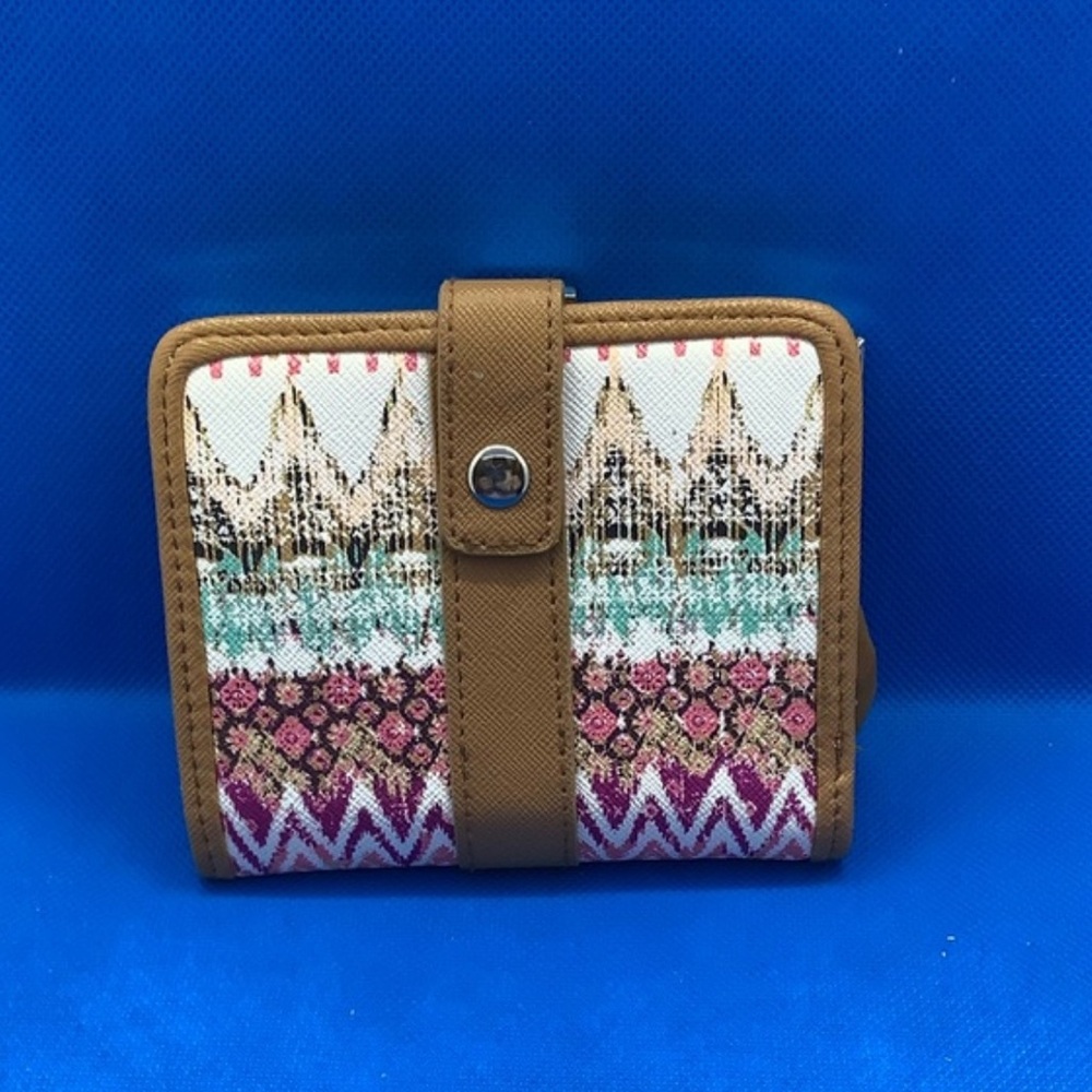 Icing Patterned Boho Women's Wallet with Brown Trim